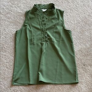 J crew  Green Ruffle Blouse